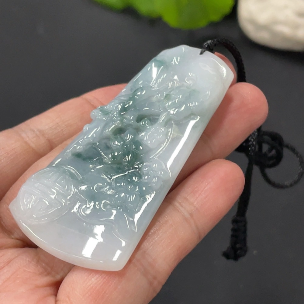 F31632162 JadeiteMagpie on Plum Branch Pendant