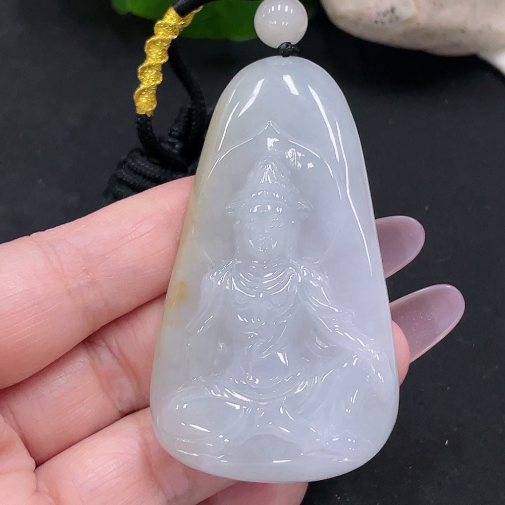 F35142228 Jadeite Guanyin Pendant Total Weight Approx. 41.6g (Including Cord Weight) (Matching Beads Non-A)
