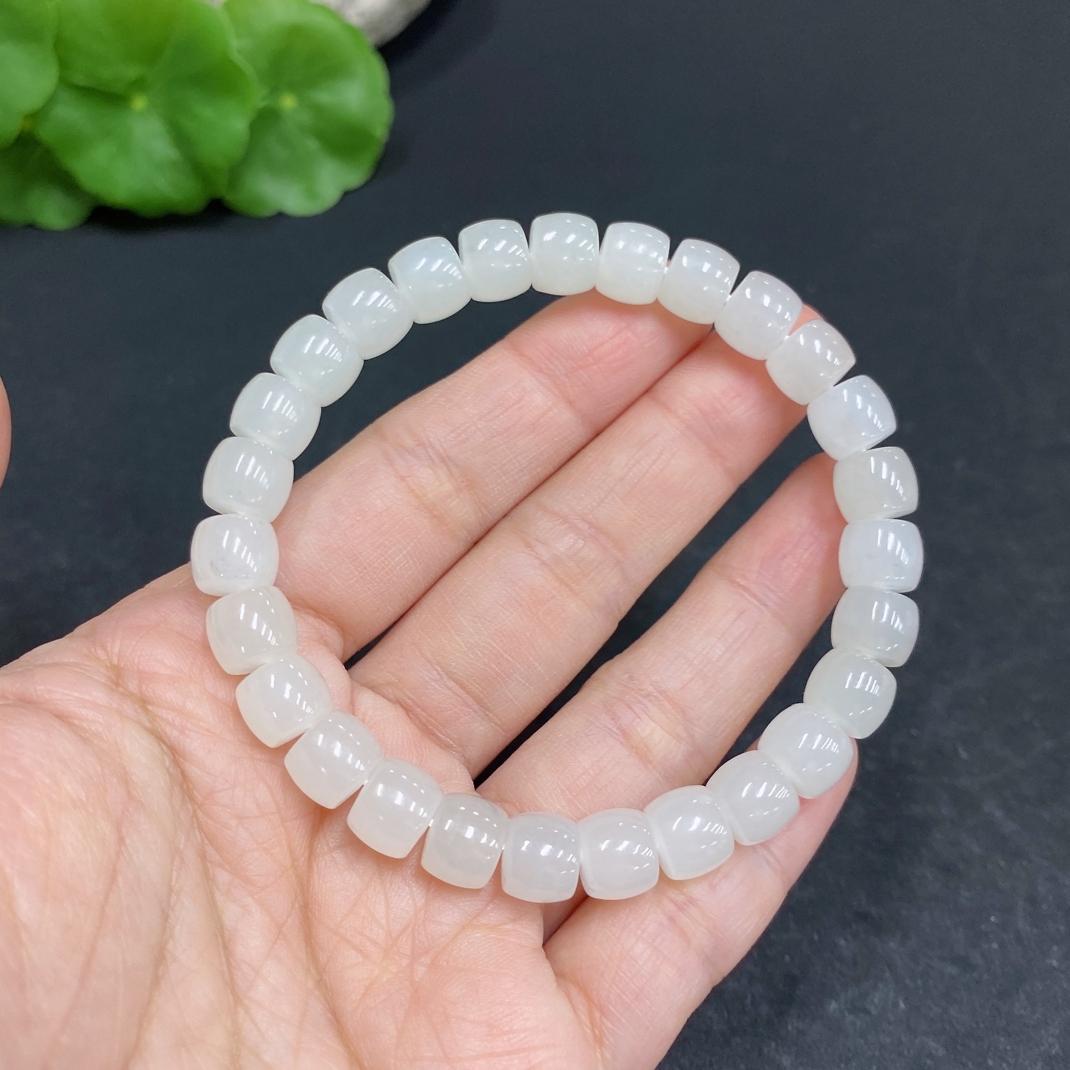 H33938778 Hetian Jade Bracelet Approx.7.5mm Total Weight Approx.22.4g