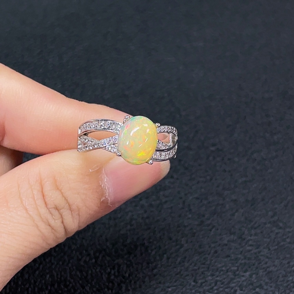 C34991079 Opal Ring, Non-Gold, Adjustable, Total Weight Approx. 3.25g, Stone Size 9.8*7.5mm