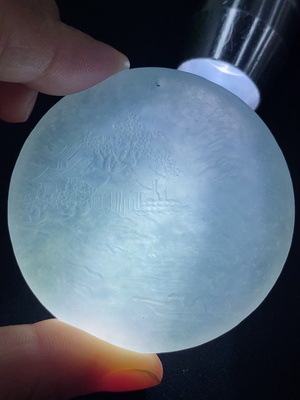 F41906308 翡翠毛货挂件山水牌 货品总约重39g
