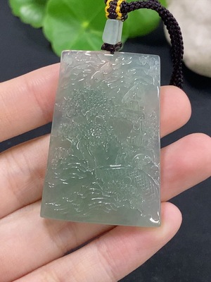 F43172116 翡翠山水挂件 货品总重约17.4g