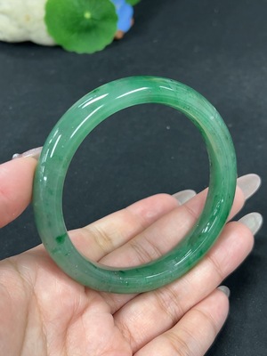 H41843752 非洲翠(独龙玉)正圈手镯 圈口61.8 货品总重约50.1g