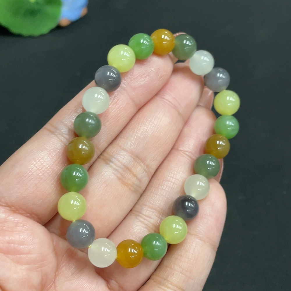 H35118229 Hetian Jade Bead Necklace Approx. 7.6mm Total Weight Approx. 17.8g