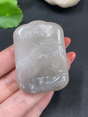 H34063197 Hetian Jade Pendant: Landscape Plaque, Total Weight Approx. 48g
