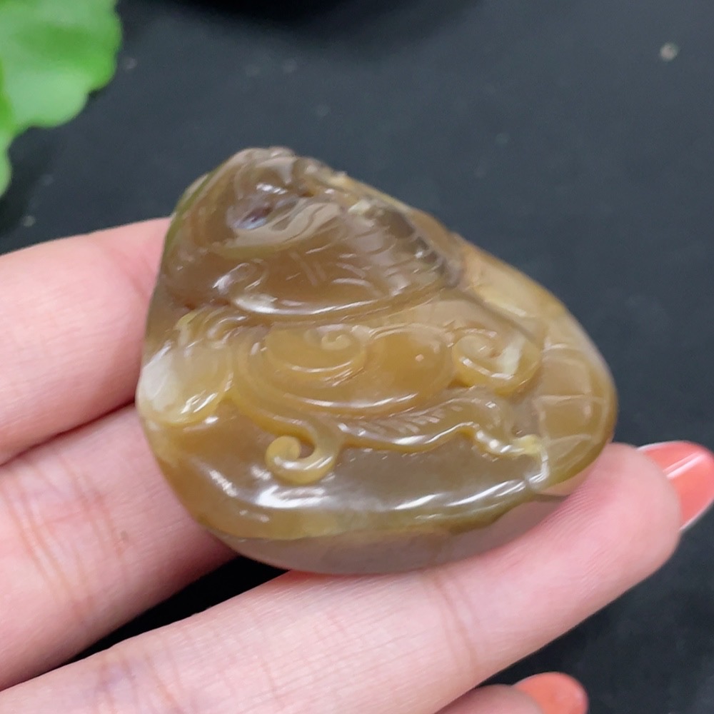 H34026591 Hetian Jade Pendant Swan Total Weight Approx. 37.3g