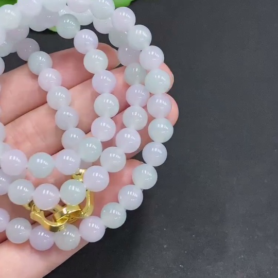 F31624691 Jadeite Bead Necklace Non-Gold Setting Total Weight Approx. 67g Size 7.4mm