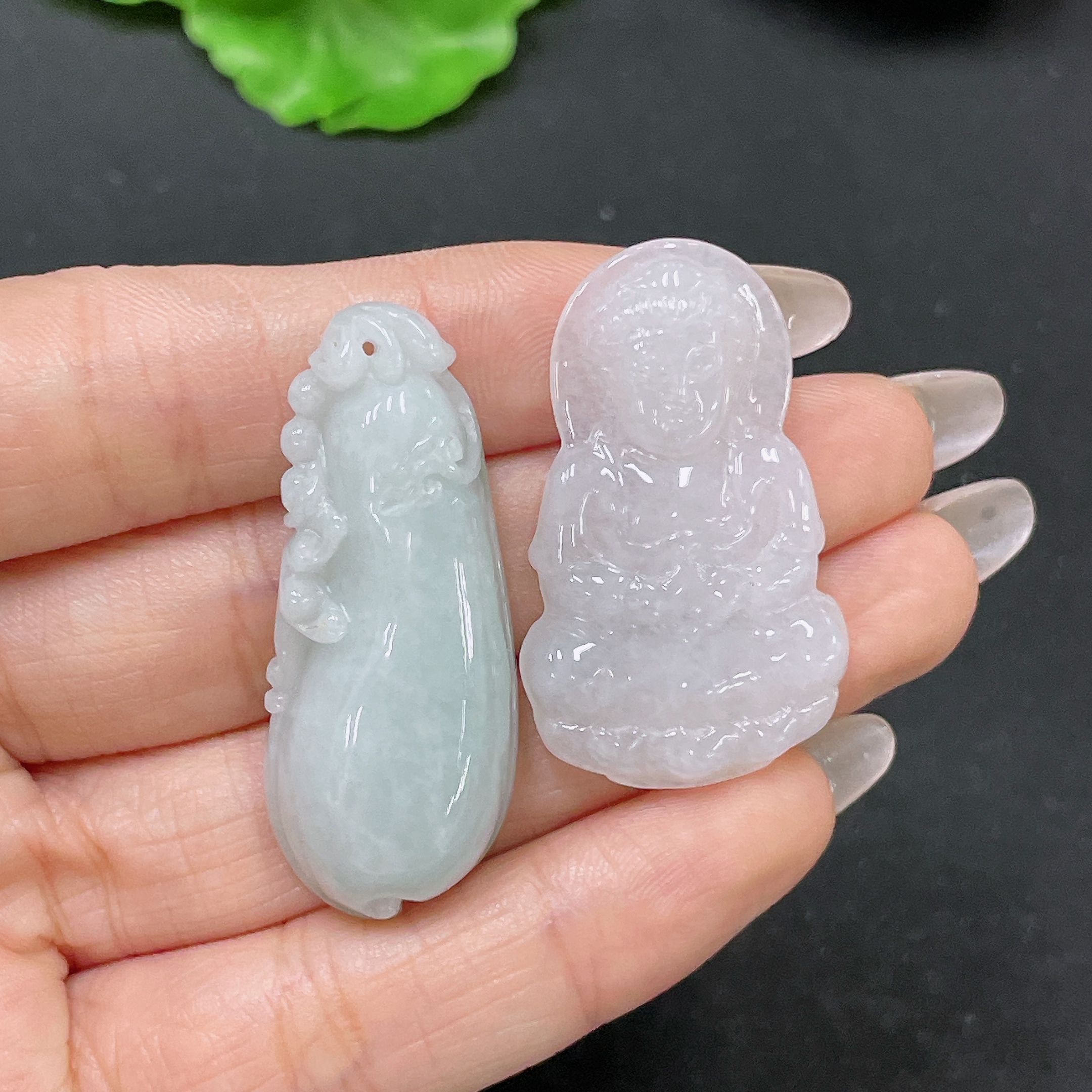 F35138894 Jadeite Pendant Guanyin + Fu Melon Sell as a Lot