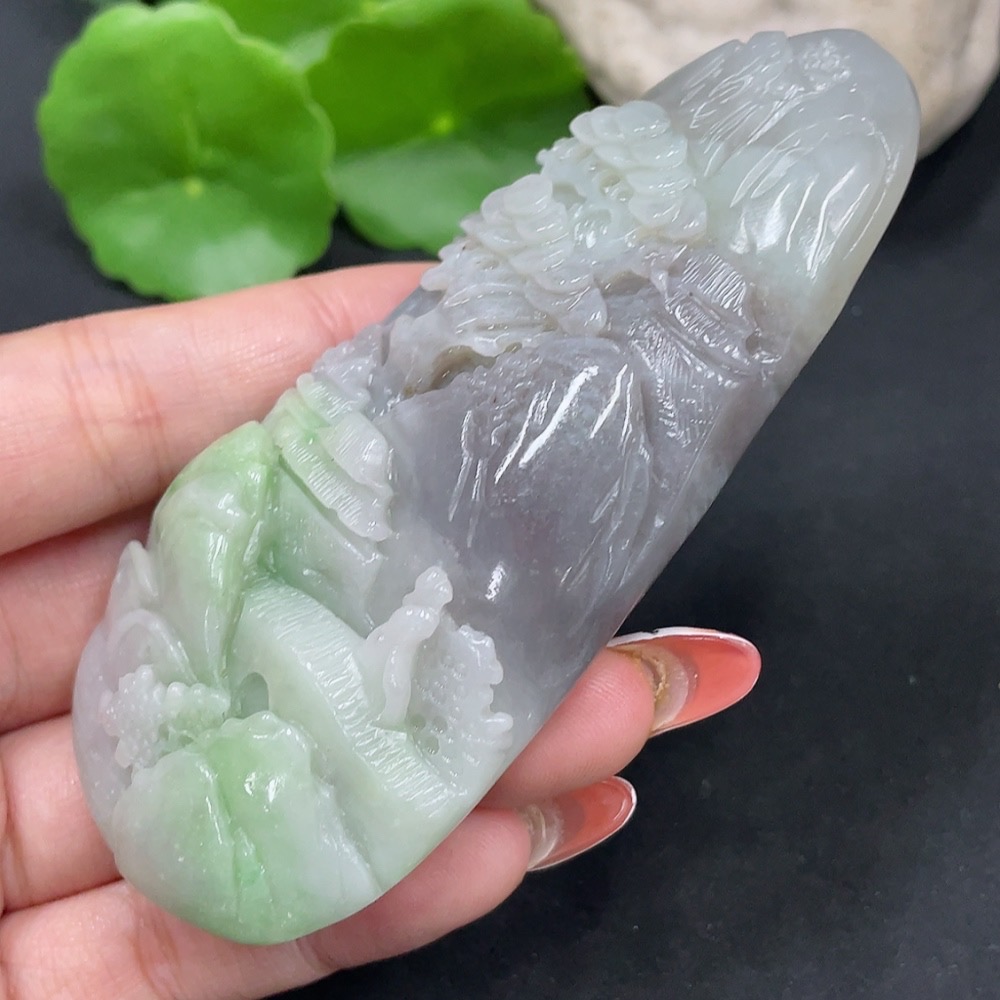 H34027725 Hetian Jade Handheld Piece Landscape Total Weight Approximately 130.9g
