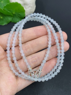 F42967323 翡翠珠链 非金 货品总重量约19克 卡4mm左右