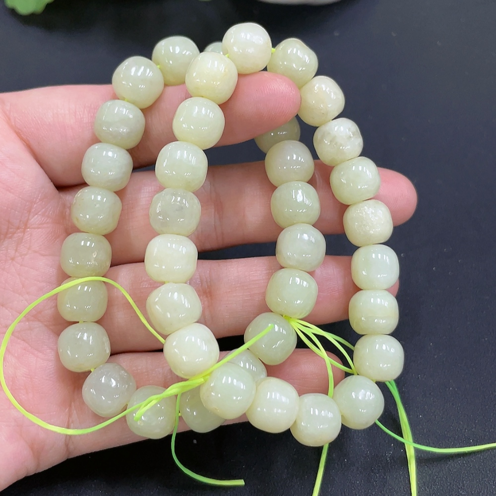 H11158265 Hetian Jade Bead Strand, Approx. 9.5mm, Total Weight 61g