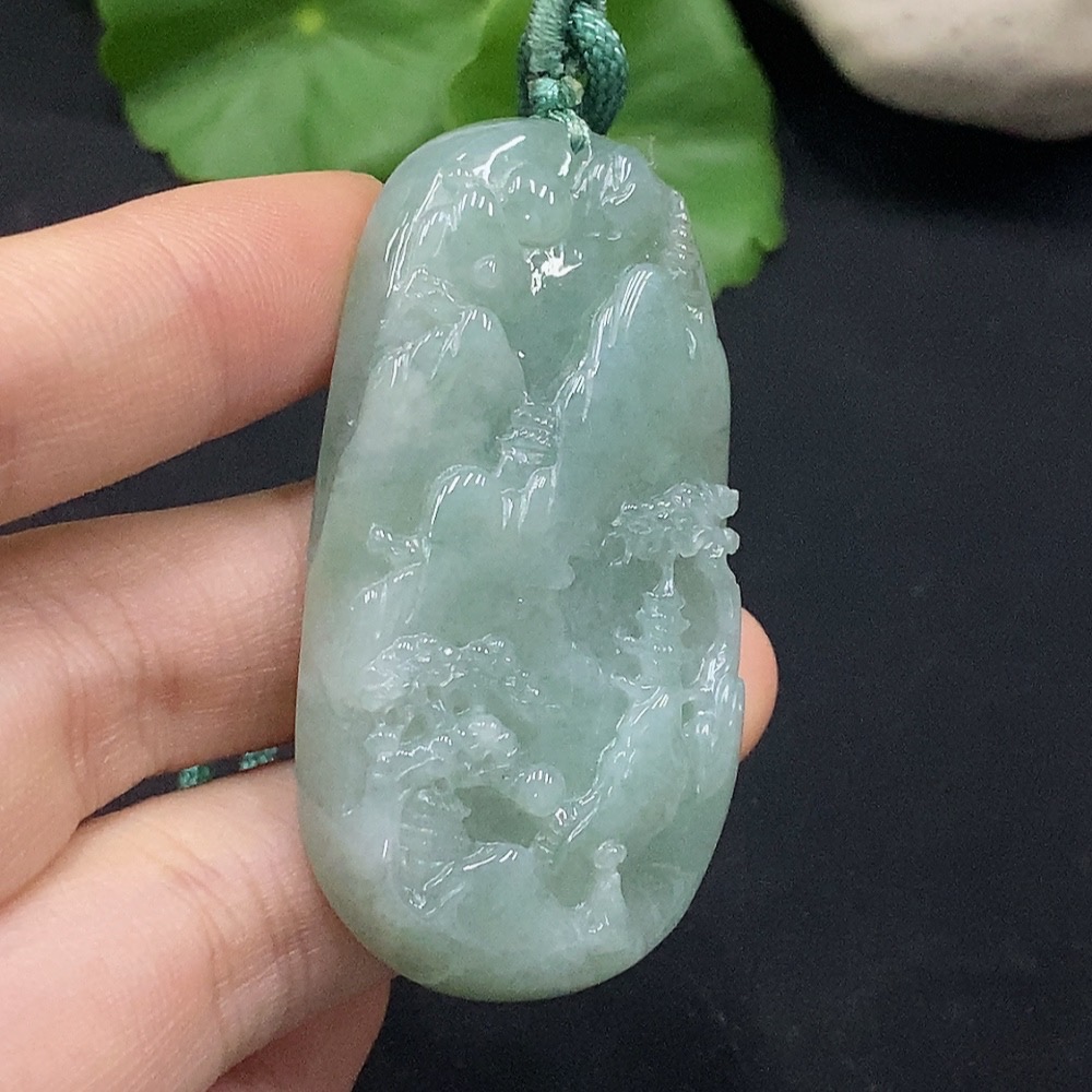F29426973 Jadeite Landscape Pendant, Total Weight Approx. 32.3g