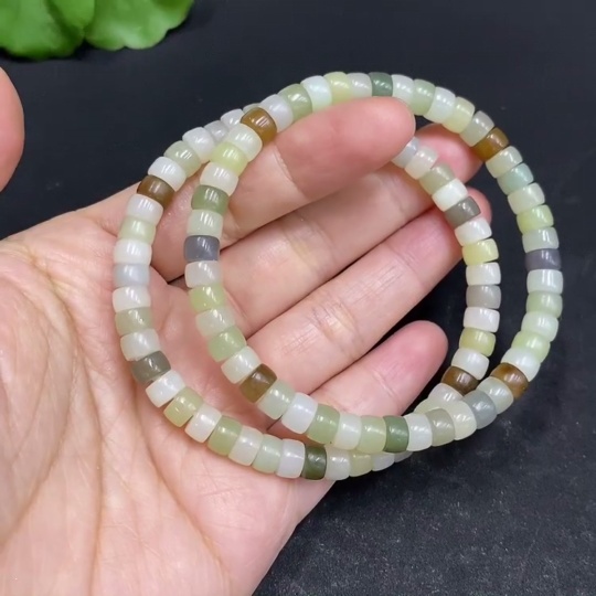 H33903884 Hetian Jade Bead Bracelet, Approx. 6mm, Total Weight About 27.6g