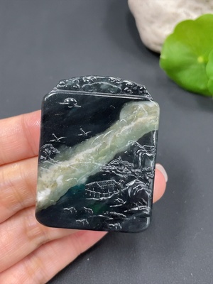 H18071297 Hetian Jade Pendant  Landscape Plaque  Total Weight About 35.2g