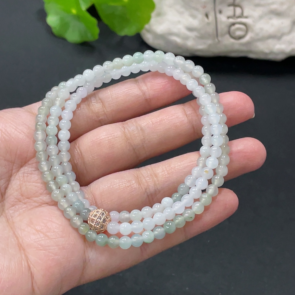 F34978056 Jadeite Beaded Necklace Approximately 4.3mm Bead Size Total Weight About 20.7g Non-Gold Accessory Beads