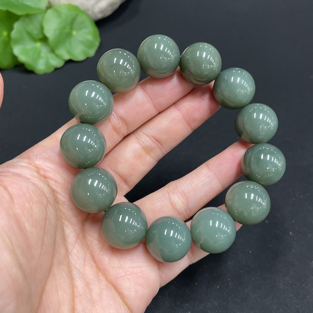 H34072203 Hetian Jade Bracelet, Approx. 16mm Beads, Total Weight About 83.8g
