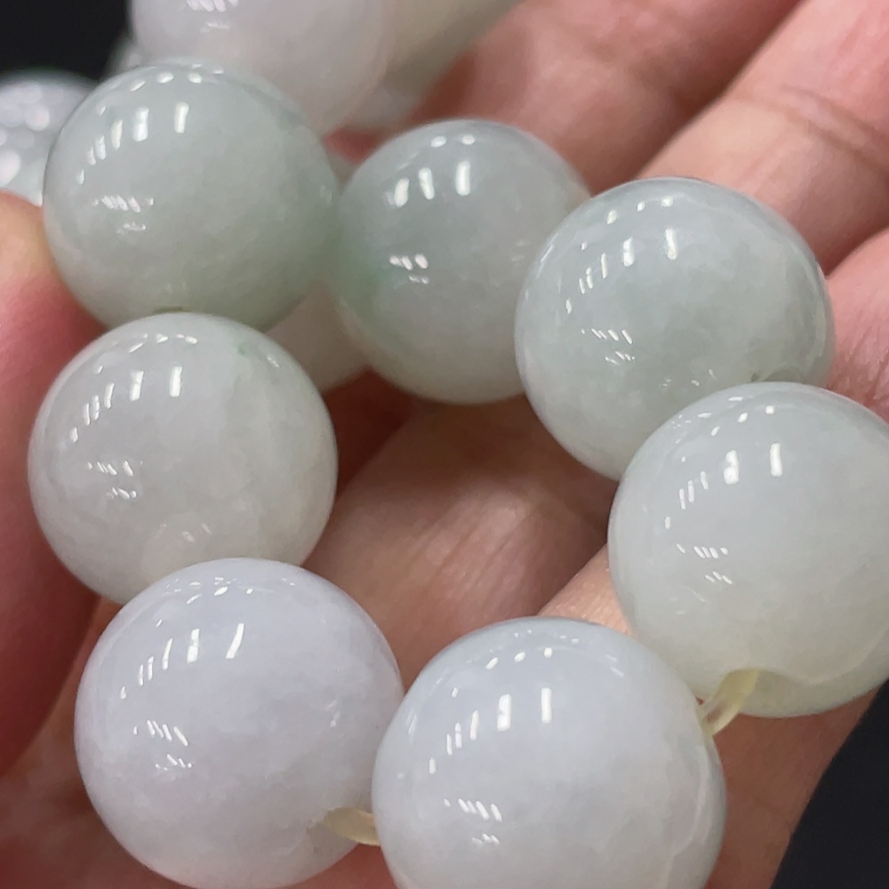 F35147315 Jadeite Bracelet Approx. 13.7mm Beads Total Weight Approx. 65.5g