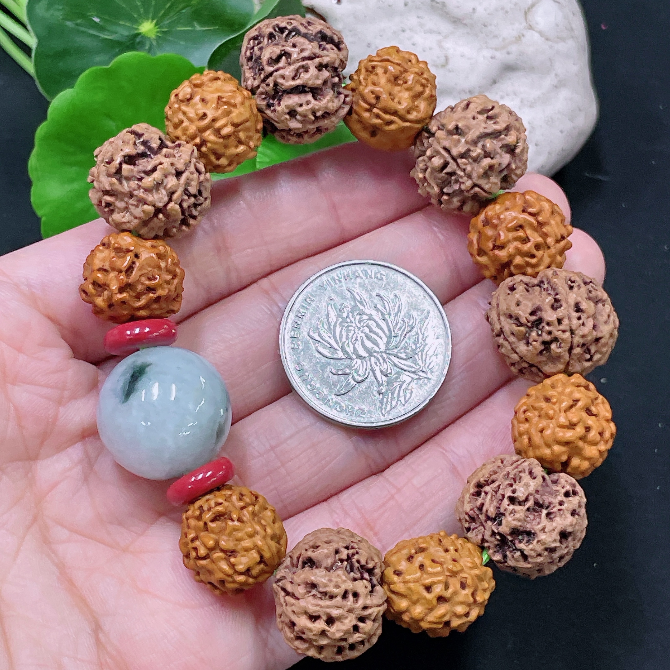 F33893359 Jadeite Single Bead Bracelet Approx. 18.3mm Total Weight Approx. 35.31g With Other Mineral Components Non-Grade A Matching Beads