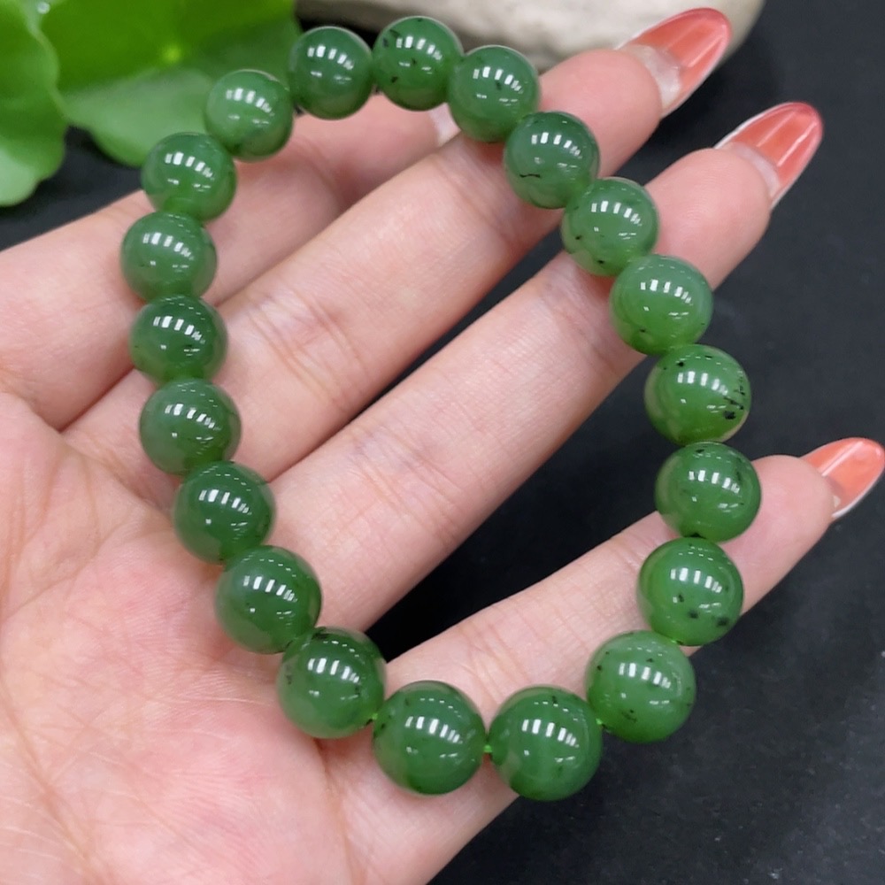 H35084008 Hetian Jade Jasper Bracelet, approx. 9.6mm, total weight approx. 28.1g
