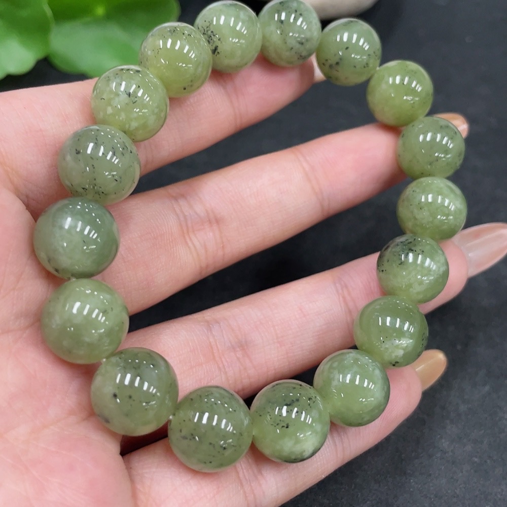 H32822814 Hetian Jade Bracelet, Approx. 11.7mm Beads, Total Weight About 44.7g