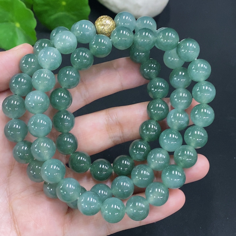 F31685384 Jadeite Bead Necklace Approx. 10.3mm Non-Gold Total Weight Approx. 124.3g