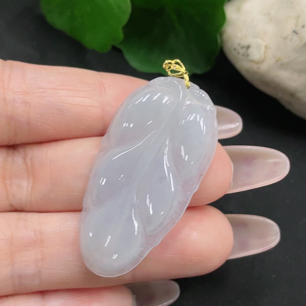 F34069129 Jadeite Leaf Pendant 18K Gold Total Weight Approx. 5.4g