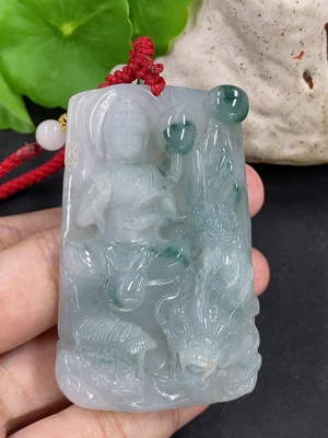 F46525930 翡翠御龙观音挂件 货品总重约50.9g 非金 配珠非A