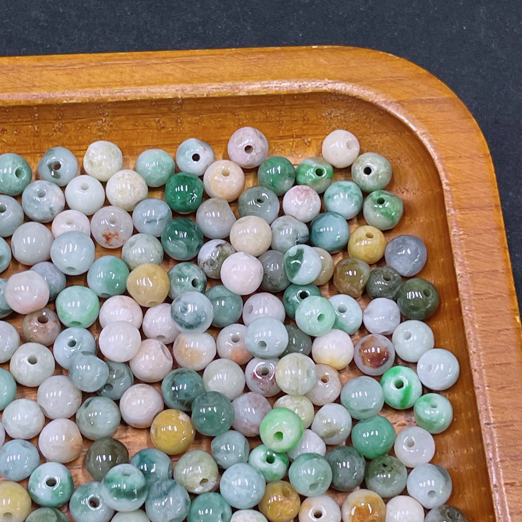 F34958290 Jadeite Beads Sell as a Lot, Total Weight with Bag Approx. 56.3g (Yellow Color Origin Undetermined)