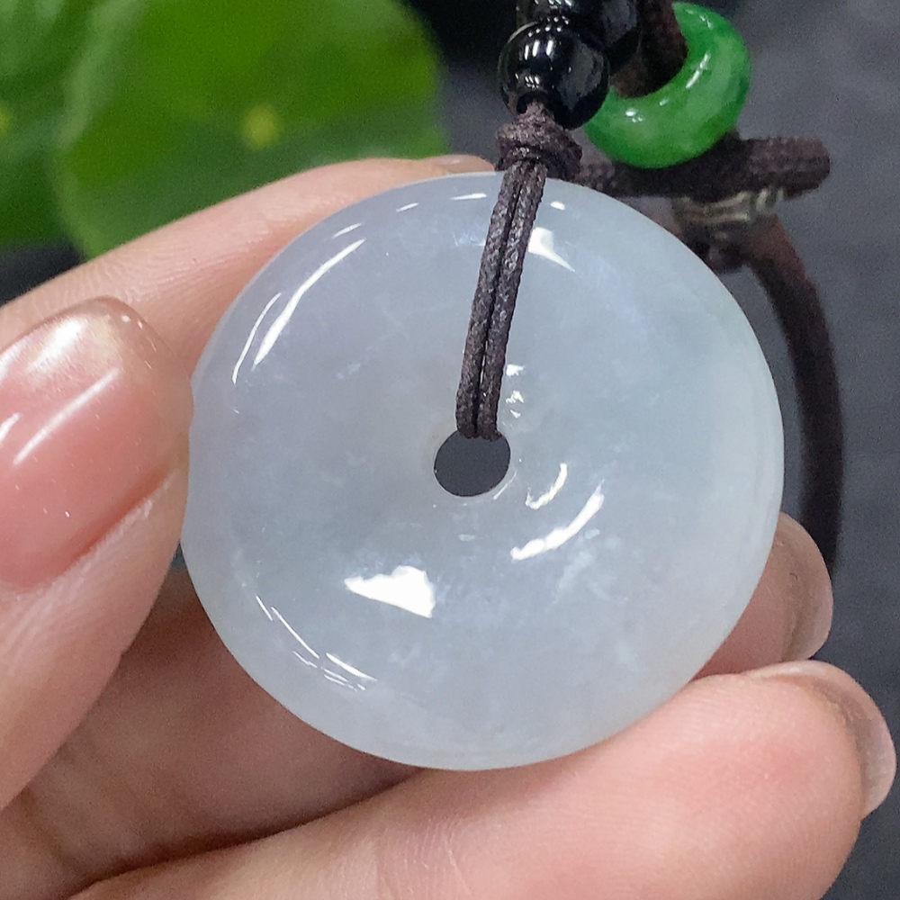 F34042353 Jadeite Pendant Peace Knot Total Weight Including Rope 14.45g With Non-Grade A Beads