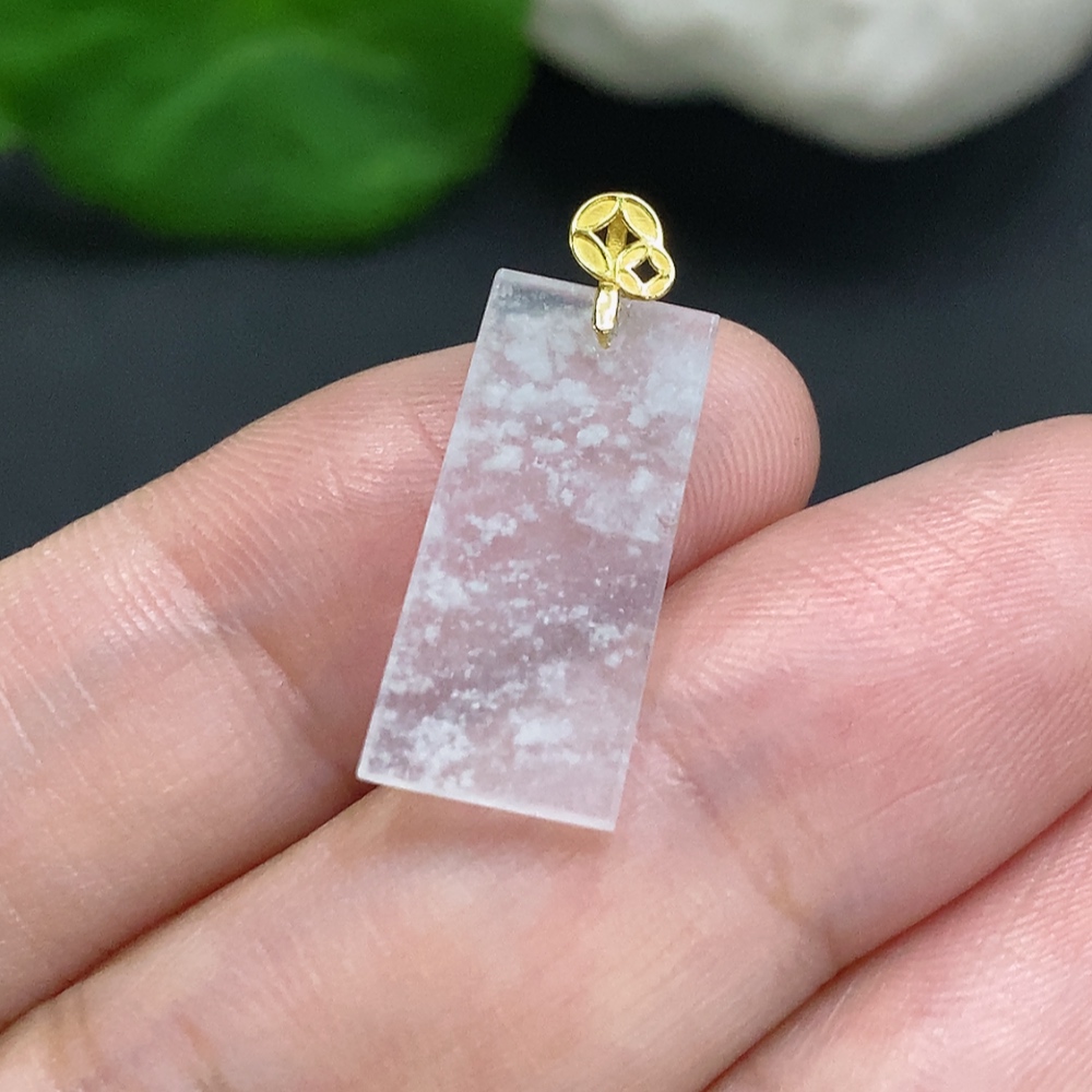 F34001212 Jadeite Plain Pendant (No imprint, surface gold content Au75%) total weight approx. 0.9g