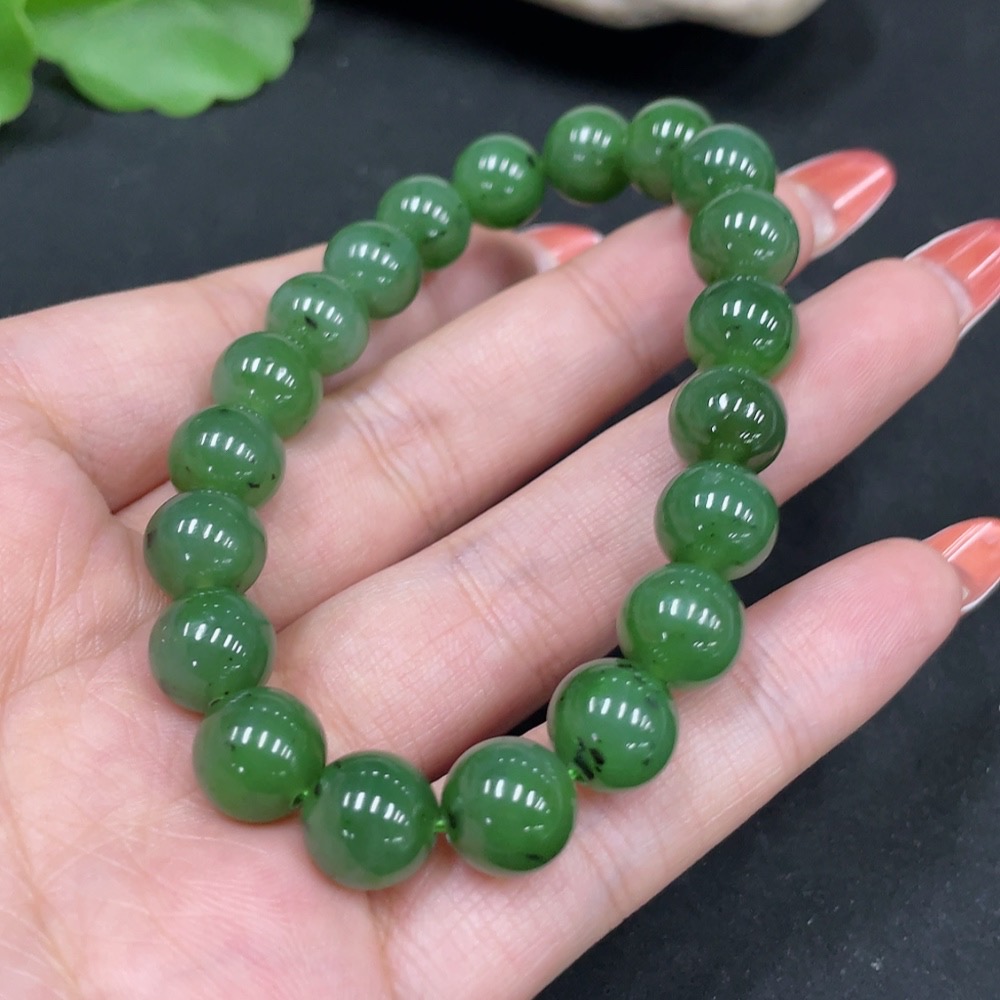 H35084008 Hetian Jade Jasper Bracelet, approx. 9.6mm, total weight approx. 28.1g