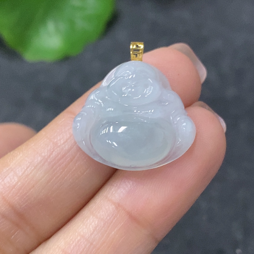 F34042182 Jadeite Pendant Buddha, No Mark, Surface Gold Content Au75%, Total Weight Approx. 2.87g