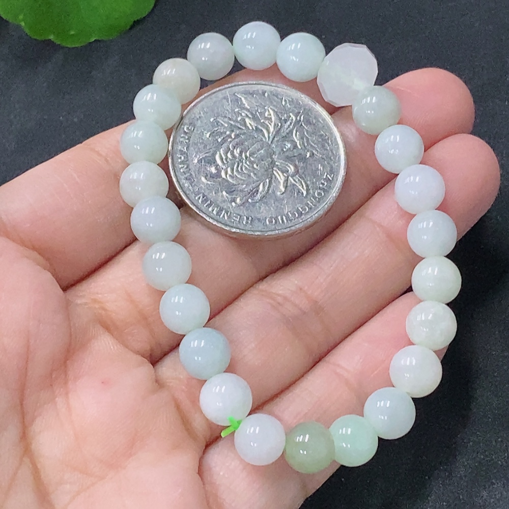 F31662543 Jadeite Bracelet Approx. 6.8mm Beads Total Weight About 12.73g Non-A Grade Accessory Beads