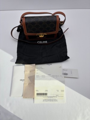 S43097693 9.8新 赛琳CELINE Teen Triomphe小号老花凯旋门 金扣 五金轻微磨损
