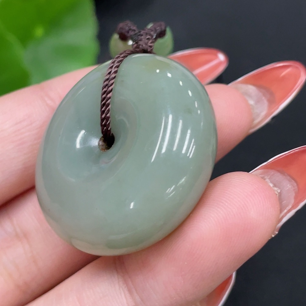 H34017694 Hetian Jade Pendant - Peace Buckle with Other Mineral Components, Beads Not Hetian Jade, Total Weight (Including Rope) Approx. 27.2g