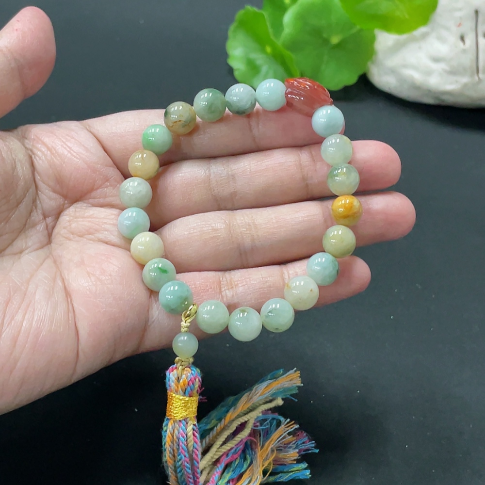 F35109738 Jadeite Bracelet Approx. 8.4mm Total Weight 23g Non-gold Accessories Non-A Beads