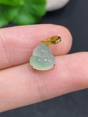 F32793305 Jadeite Gourd Inlaid Pendant 18k Gold Total Weight Approx. 1.1g