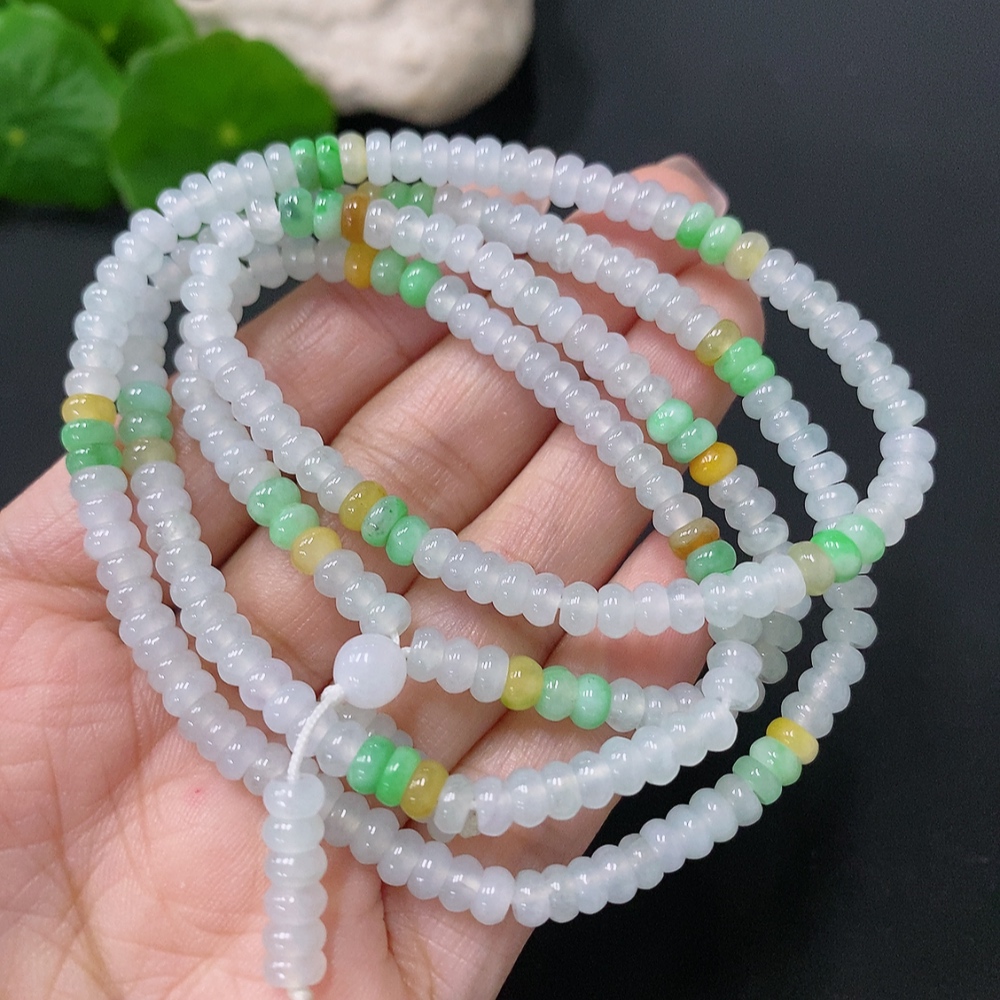 F34076330 Jadeite Bead Necklace Approx. 4.5mm Total Weight Approx. 29.4g