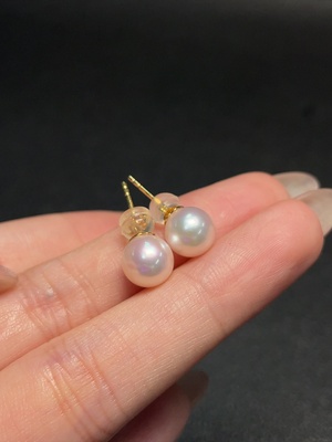 C34066416 Seawater Pearl Earrings 18K Gold Total Weight Approx. 1.70g Size 8mm
