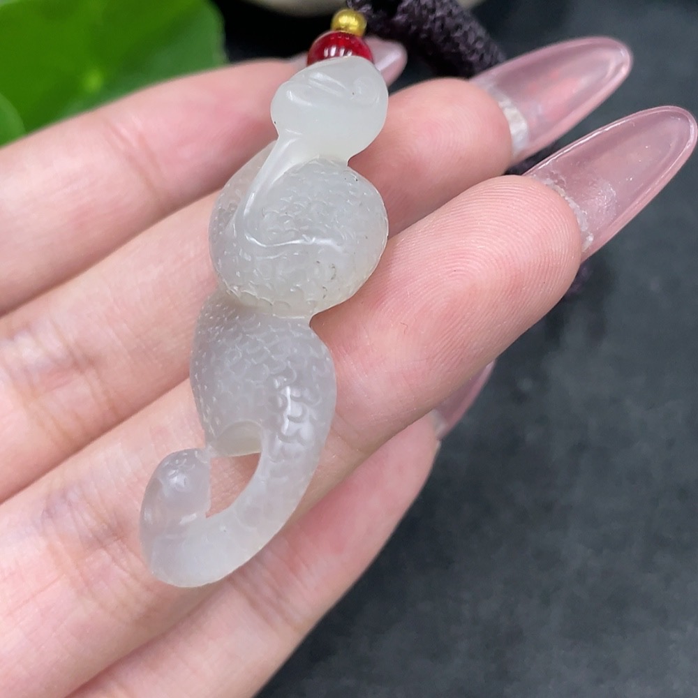 H33897177 Hetian Jade Pendant Snake Total Weight (with rope) 10g