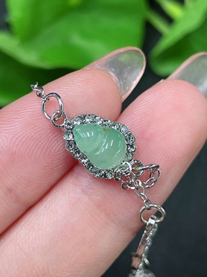 F34983396 Jadeite Inlaid Piece Non-Gold With Chain Total Weight Approx. 2.83g