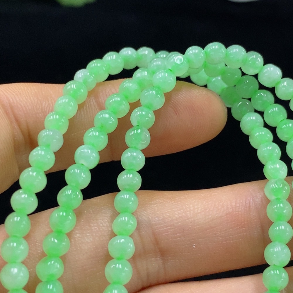 F33928902 Jadeite Bead Necklace, Approx. 4.2mm, Total Weight Approx. 19.14g, Non-Gold