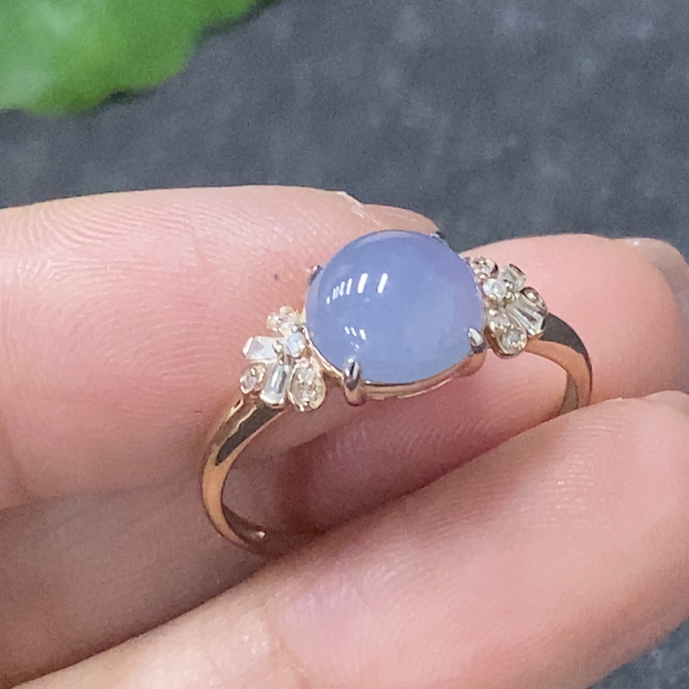 F34998234 Jadeite and Diamond Ring in 18k Gold, Size 15, Approx. Total Weight 1.55g