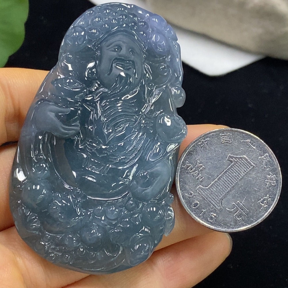 F35095746 Jadeite God of Wealth Pendant, Total Weight Approx. 42.39g