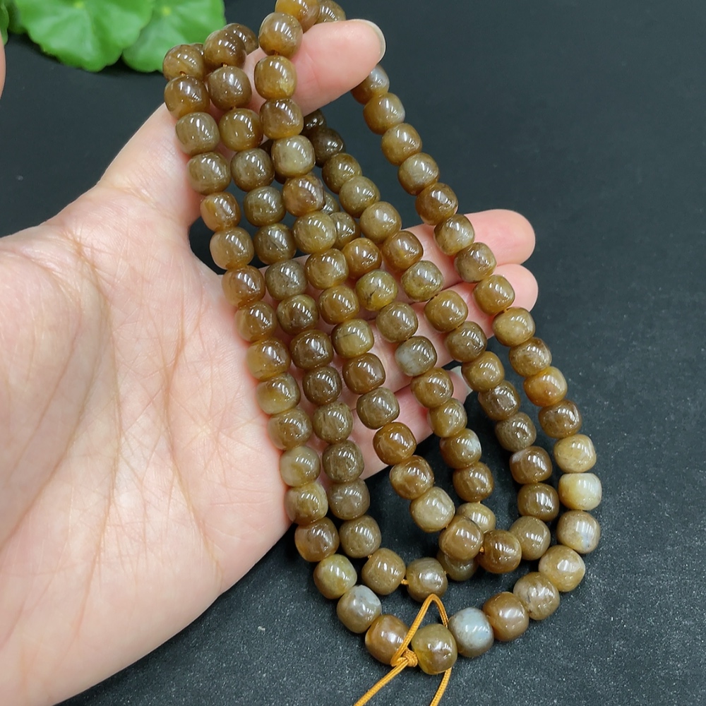 H34036988 Hetian Jade Bead Necklace Approx. 7.3mm Total Weight Approx. 79.8g