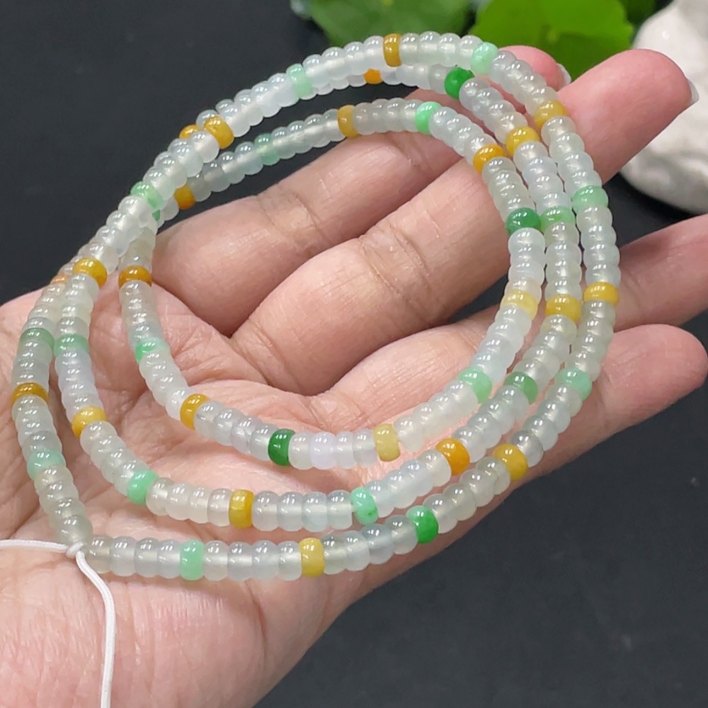 F32720737 Jadeite Bead Necklace Total Weight Approximately 28.1g Bead Size 4.4mm Color Origin Undetermined