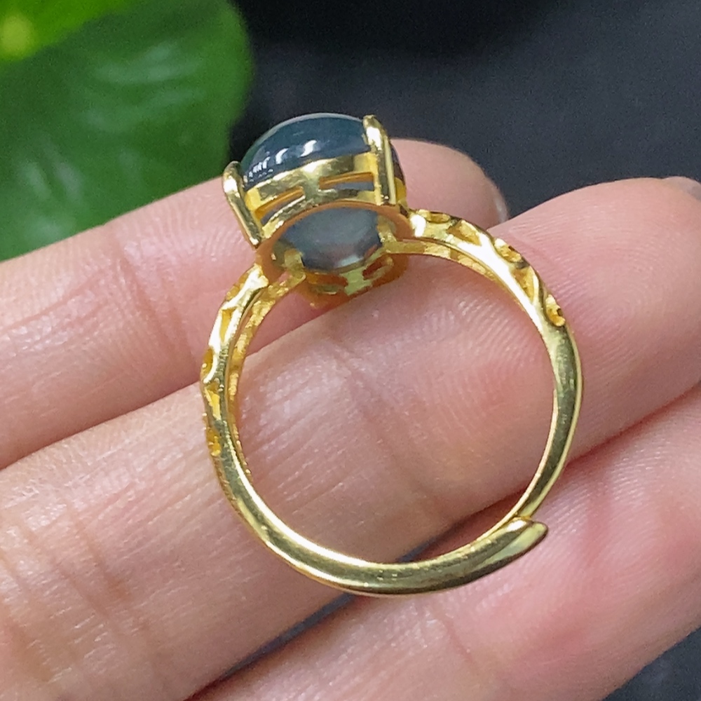 F35115885 Jadeite gourd inlaid ring Non-gold inlaid Adjustable size Total weight about 2.43g
