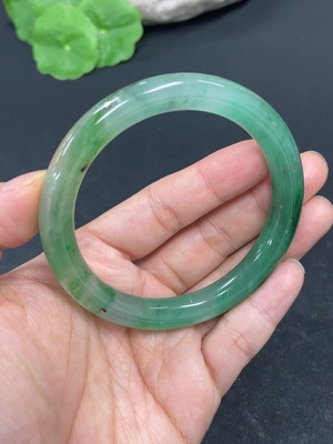 H42961320 非洲翠（独龙玉）圆条手镯 圈口56.3   货品总重约34.1g