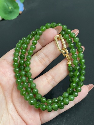 H34004545 Hetian Jade Bead Necklace Approx. 5.5mm Total Weight About 39.3g Non-Gold