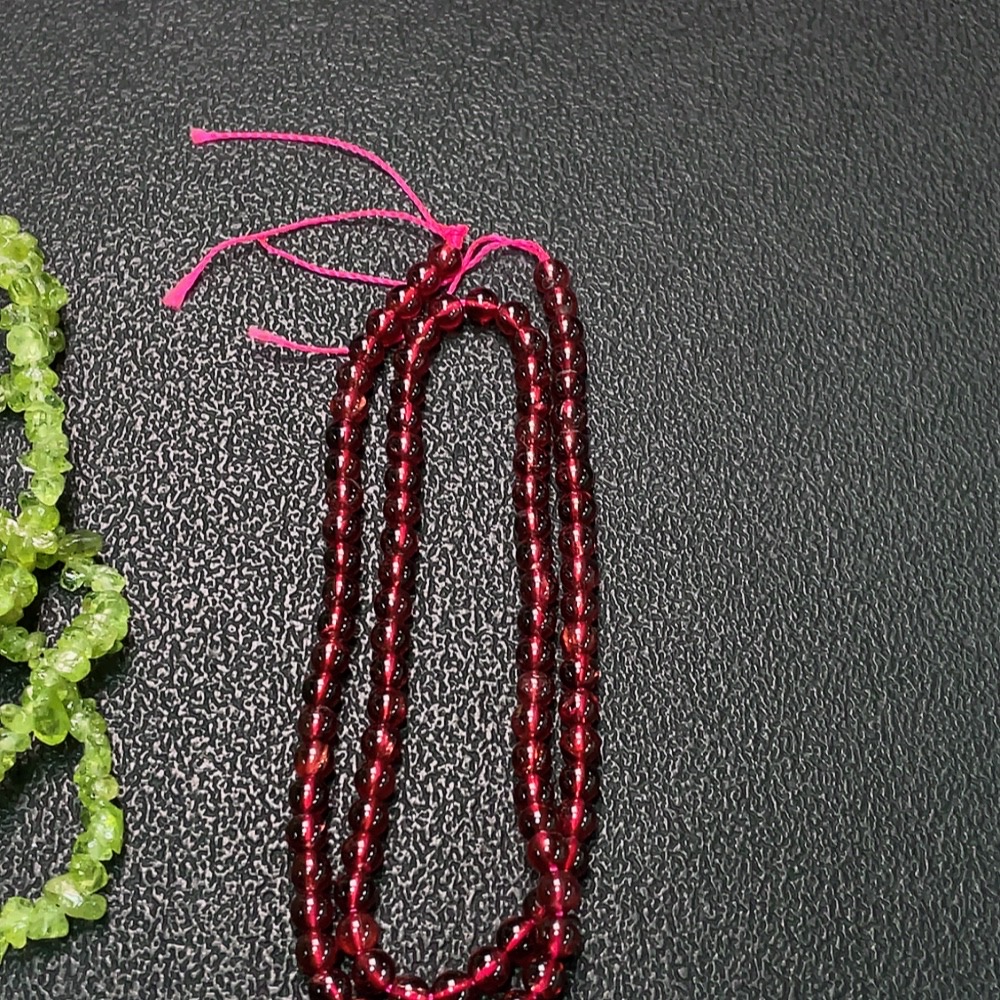 C34038574 Garnet Bead Strand + Peridot Bead Strand + Crystal Bracelet with Pearl